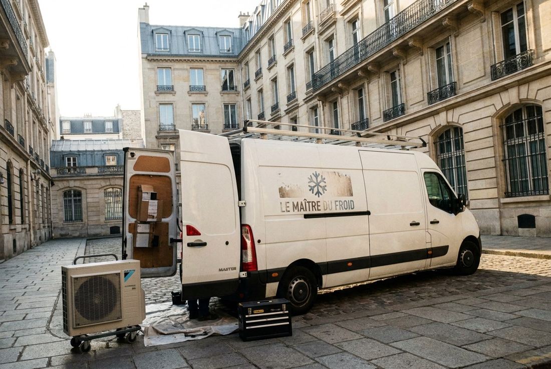 Le maître du froid Clim Paris — sur le chantier